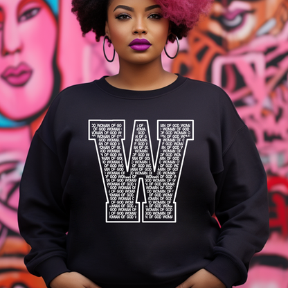 Shop for our Woman of God Black Letterman Sweatshirt. This Christian clothing is soft, cozy, and great for everyday wear. Show off your faith and confidence in Jesus when you wear this Christian statement sweatshirt.