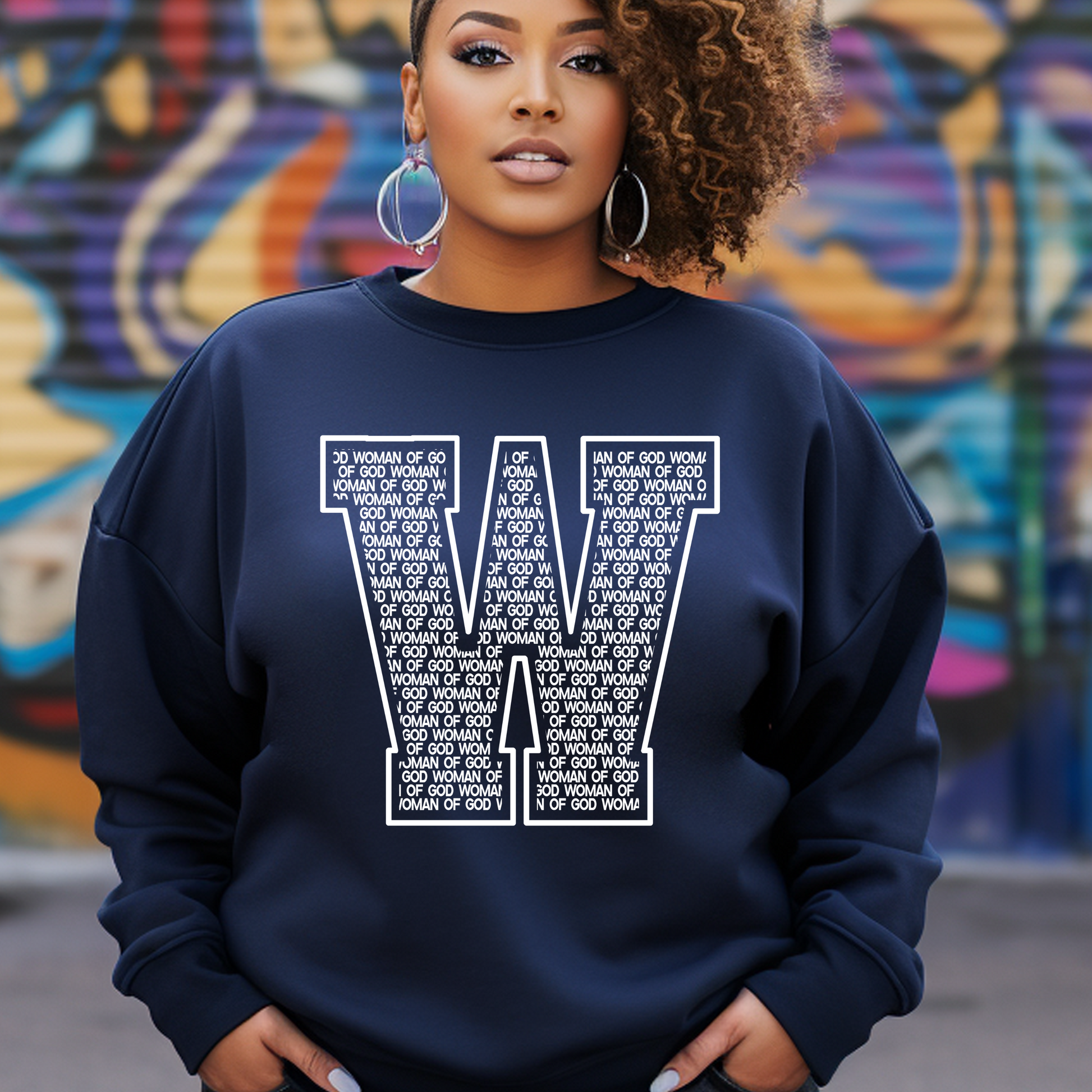 Shop for our Woman of God Navy blue Letterman Sweatshirt. This Christian clothing is soft, cozy, and great for everyday wear. Be proud of your faith and confidence in Jesus when you wear this Faith sweatshirt.