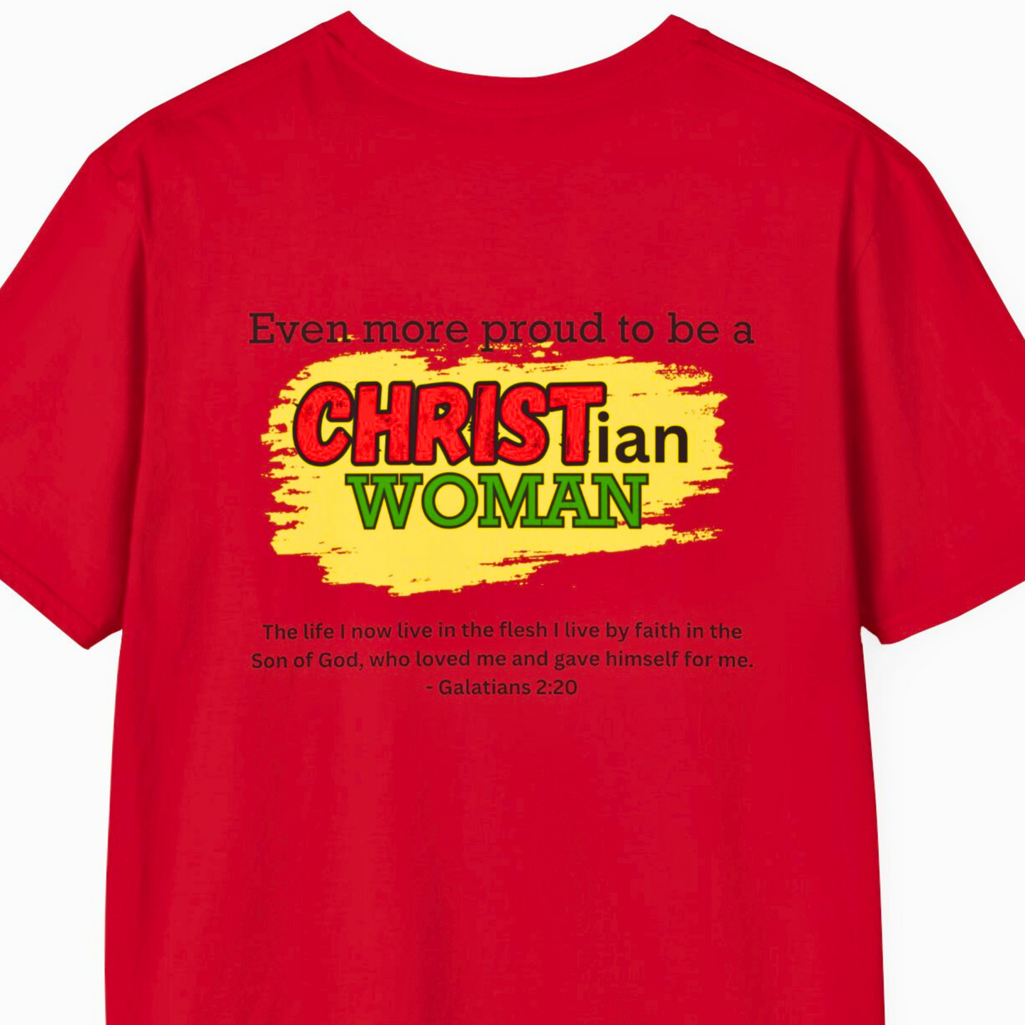 Get the empowering Red 'Proud to be a Black Christian Woman' T-shirt - Faith Fashion from Triumph Tees. This stylish tee celebrates faith and Black History, making a bold statement. Available in a range of sizes. Order now and showcase your beliefs! #faithclothing #blackhistory