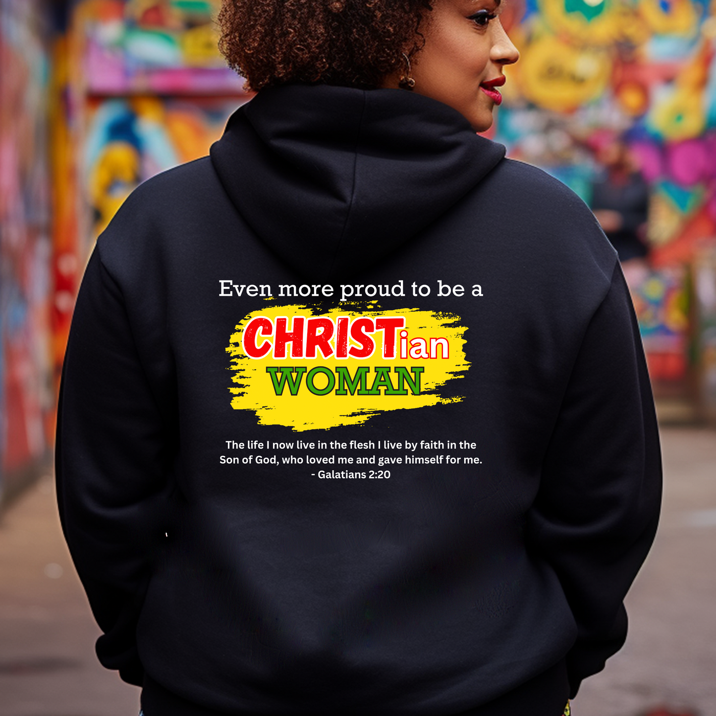 Black Christian Woman Hoodie in Black - Embrace Black History with Triumph Tees. Featuring empowering designs for women. Shop now for stylish Christian clothing!