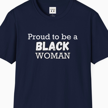 Navy 'Proud to be a Black Christian Woman' T-shirt - Faith Fashion at Triumph Tees. Empowering tee that celebrates faith and Black History. Available in various sizes. Perfect addition to your wardrobe! #faithclothing #blackhistory