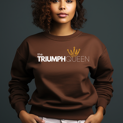 Shop for our Triumph Queen chocolate brown unisex sweatshirt. This cozy Christian clothing is for believers who know they're more than conquerors. This shirt is soft and comfy enough for everyday wear.