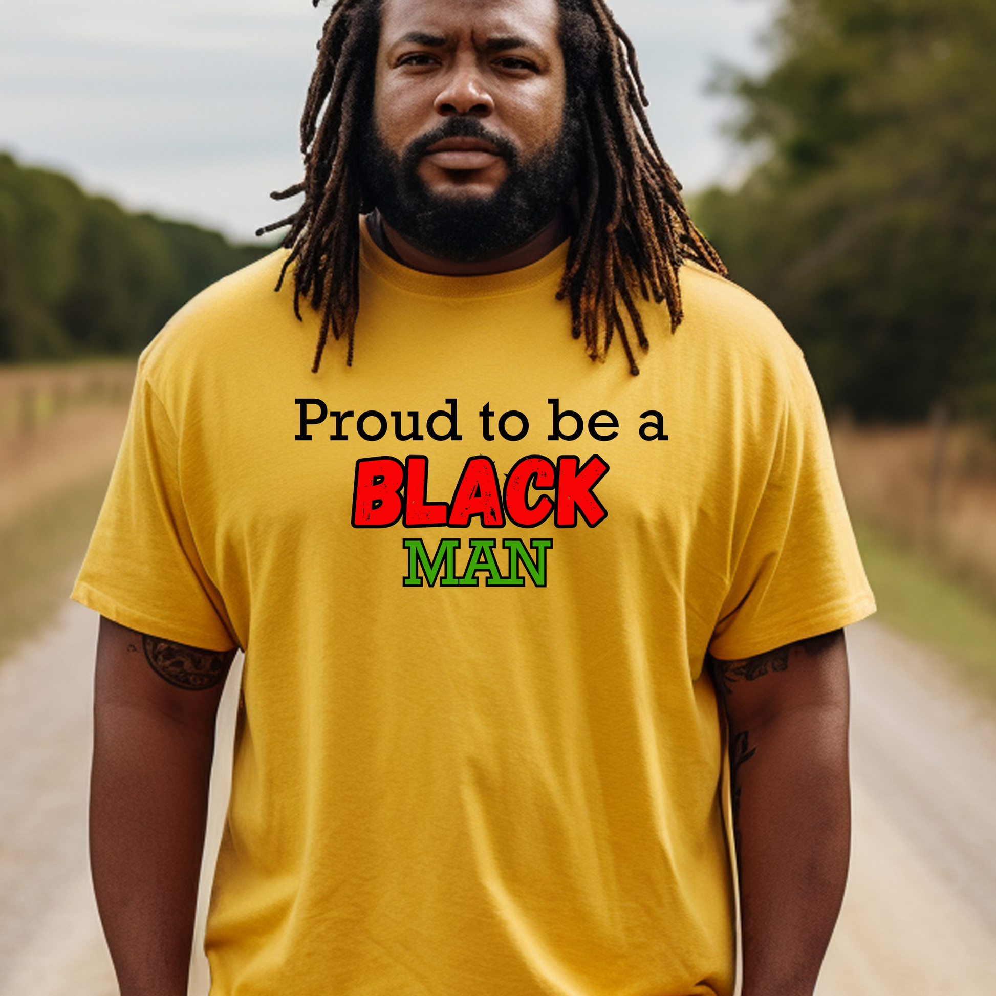 Show your pride with Triumph Tees' Yellow Proud to be a Black Christian Man T-Shirt. Celebrate your identity and faith with this empowering design. Shop now!"