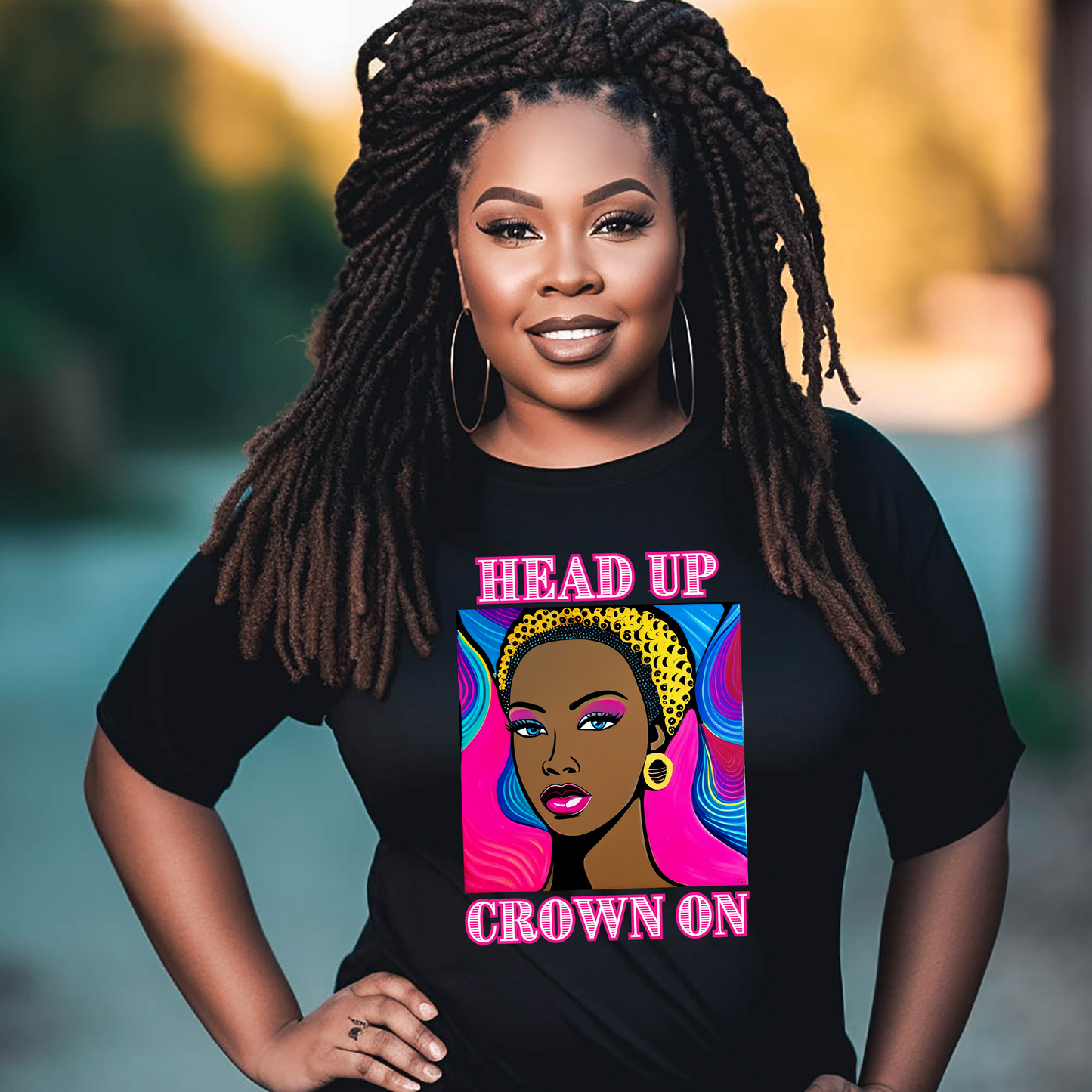 Black Barbie Head Up Crown On T-Shirt