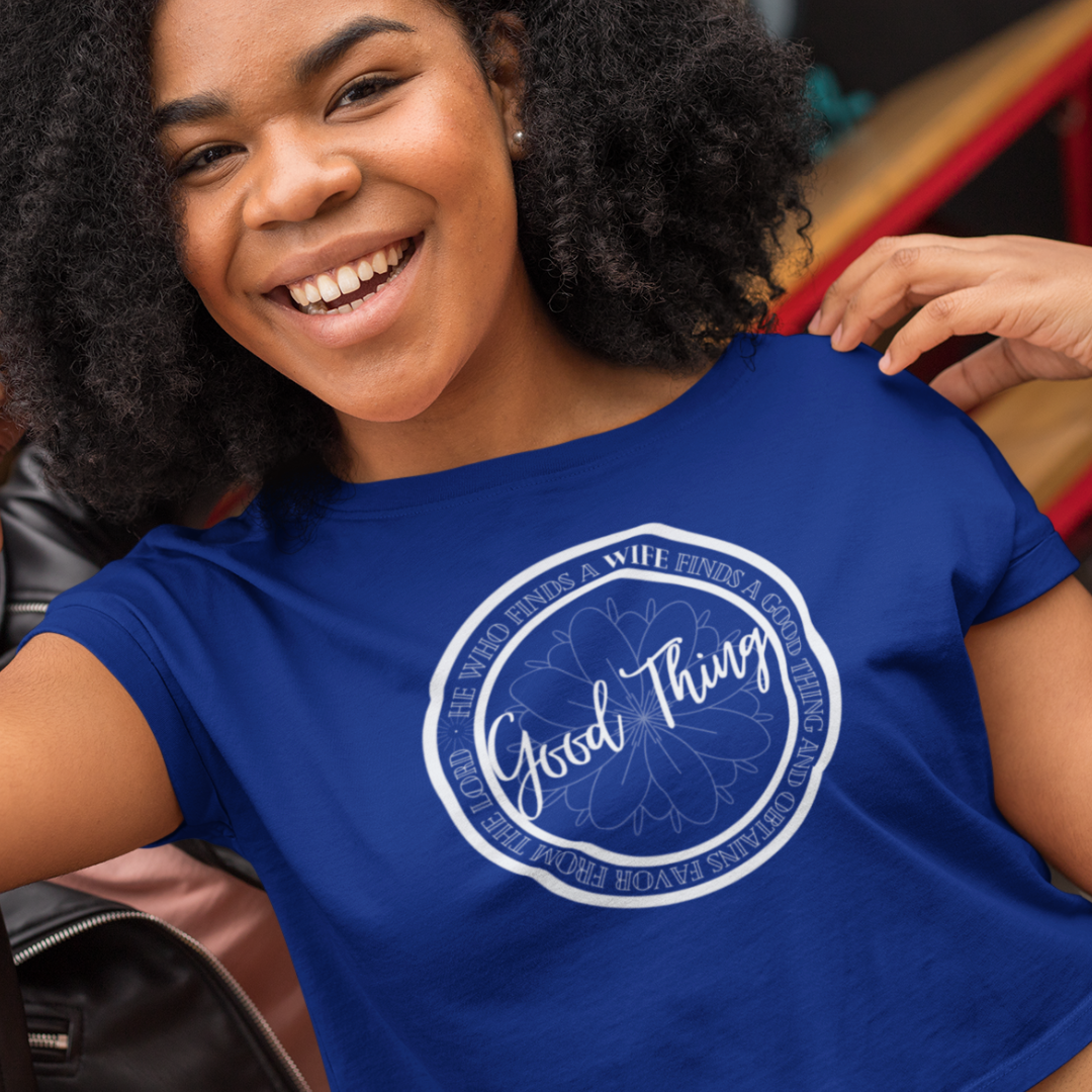 Shop for our Good Thing Cropped Tee. This faith clothing is excellent for the Summer. You can spread the Word of God and look good while doing it. Comfortable, soft t-shirt you can wear with heels, sandals, or sneakers. Christian clothing for women.
