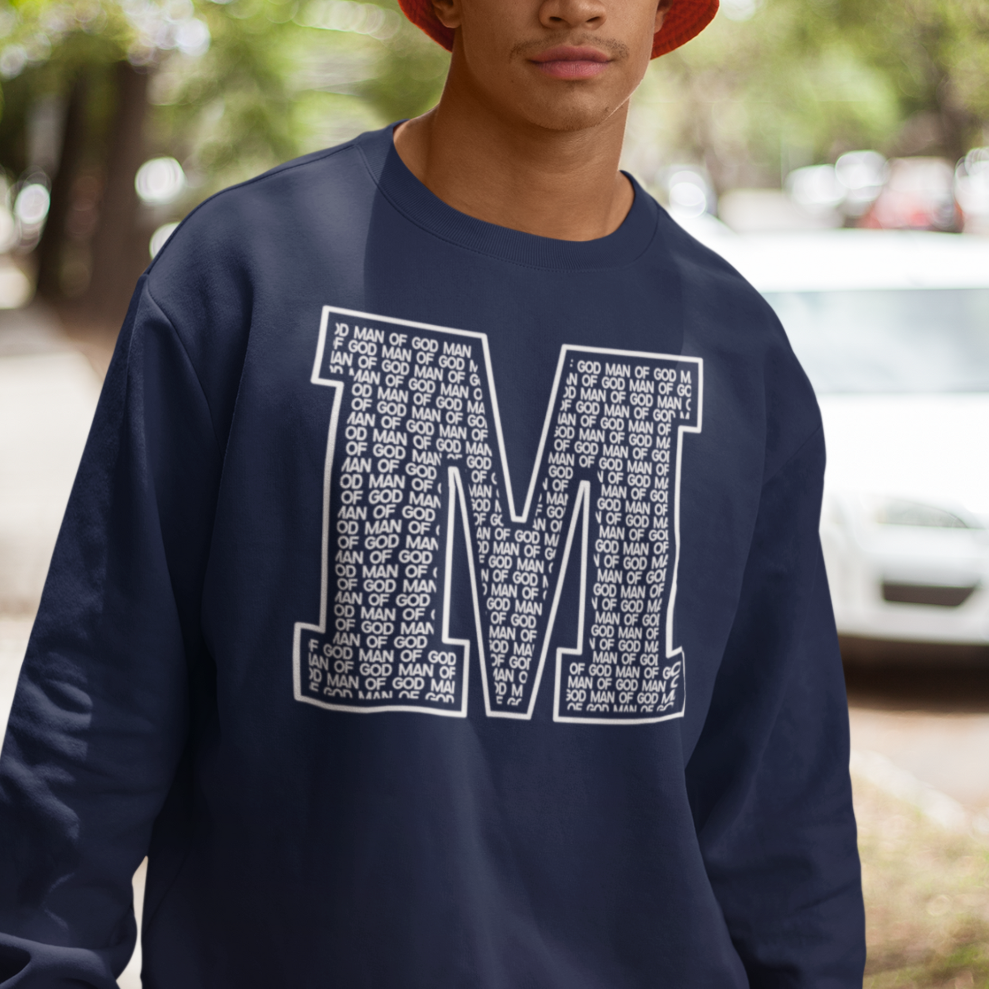 Shop for our Man of God Navy Blue Letterman Sweatshirt. Our Christian apparel is soft, comfortable, and great for everyday wear. Declare your faith and show confidence in Jesus when you wear this Christian sweatshirt.