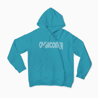 Shop for our Overcomer Christian Statement Hoodie. This Christian apparel is a beautiful tropical blue. This unisex Christian Statement apparel is comfortable and super soft. Great for everyday wear. The Overcomer statement hoodie tells the world about your faith in God's word.